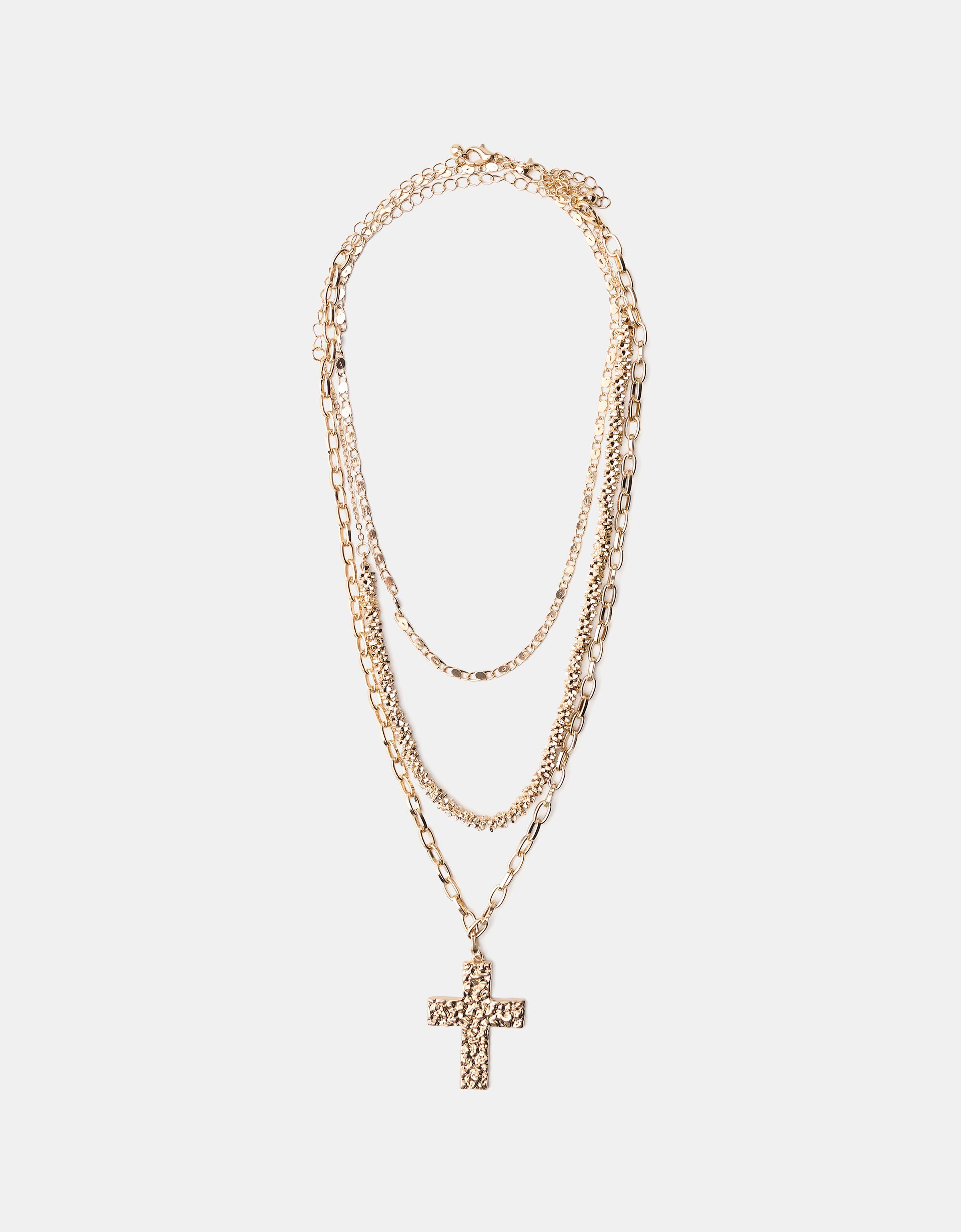 Bershka 3er-Pack Halsketten Mit Kreuz Damen Gold