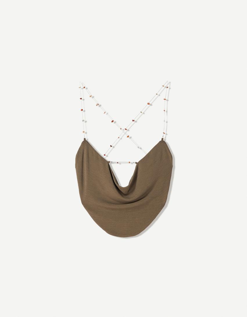 Top cropped collar-Kaki