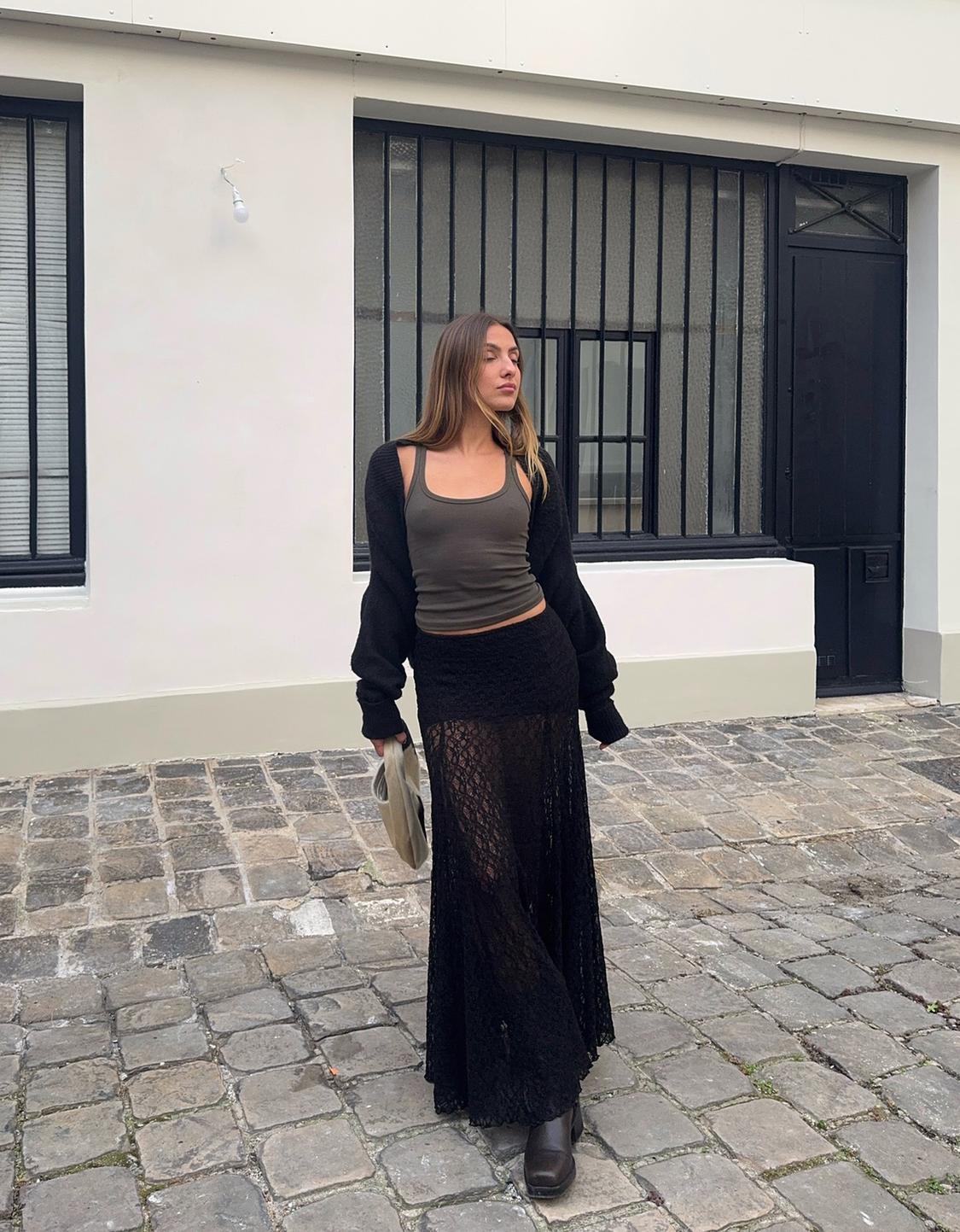 Sleeveless ribbed T-shirt