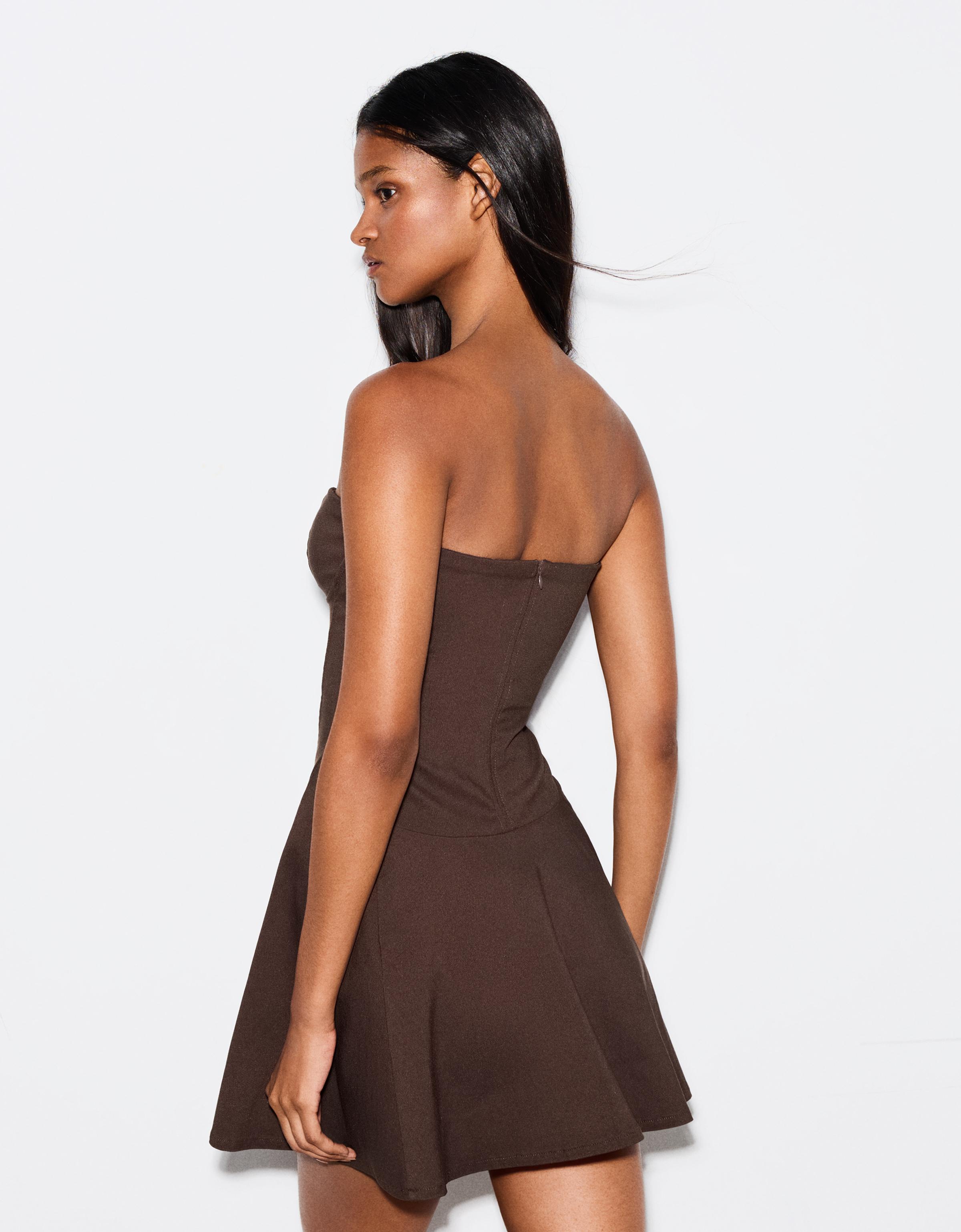 Bandeau mini dress — Brown