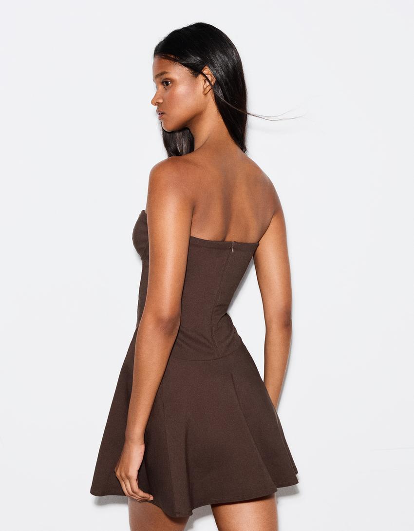 Bandeau mini elbise-Kahverengi