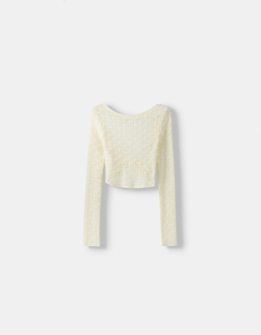 سويتر ريفي قصير-كريمي-4