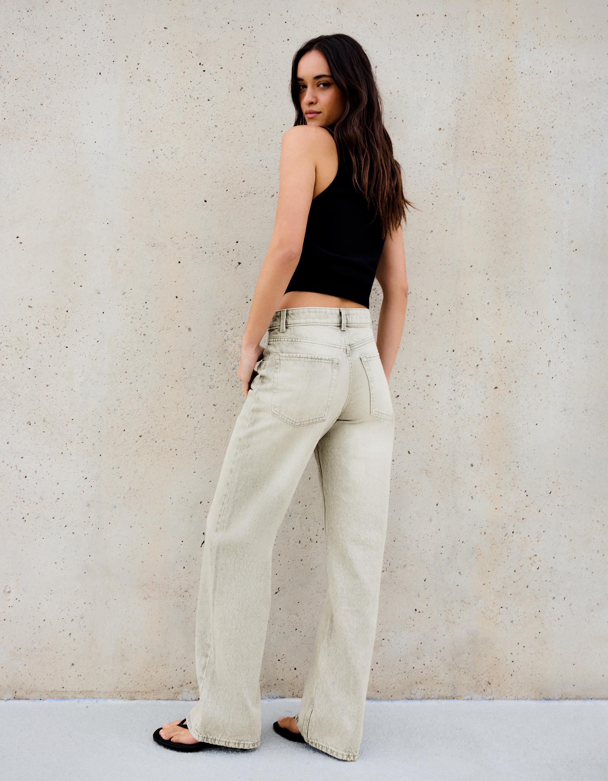 High-waist wide-leg straight jeans