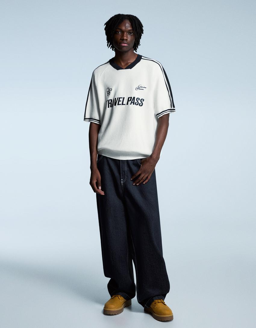 Short sleeve sport print T-shirt-White