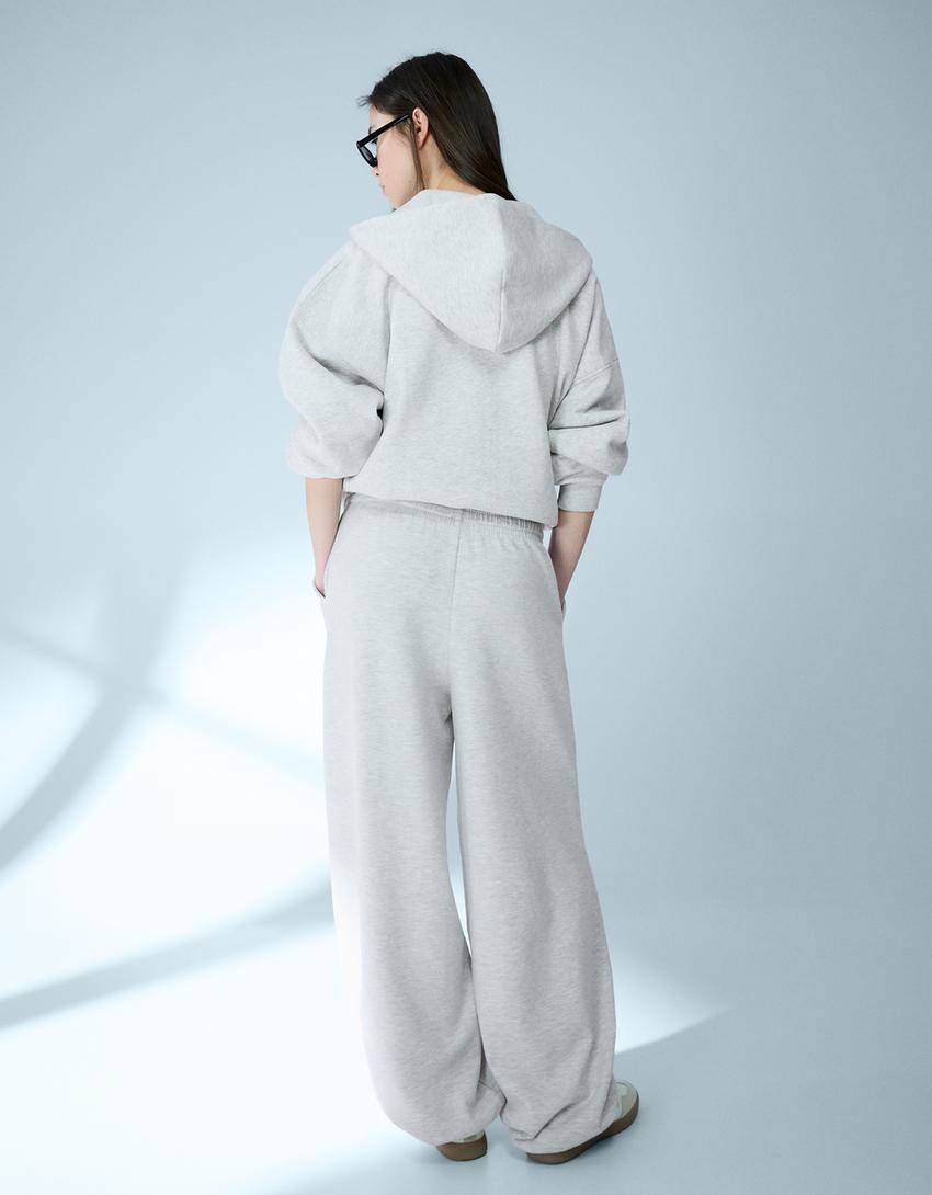 Plush barrel trousers with stoppers-Grey