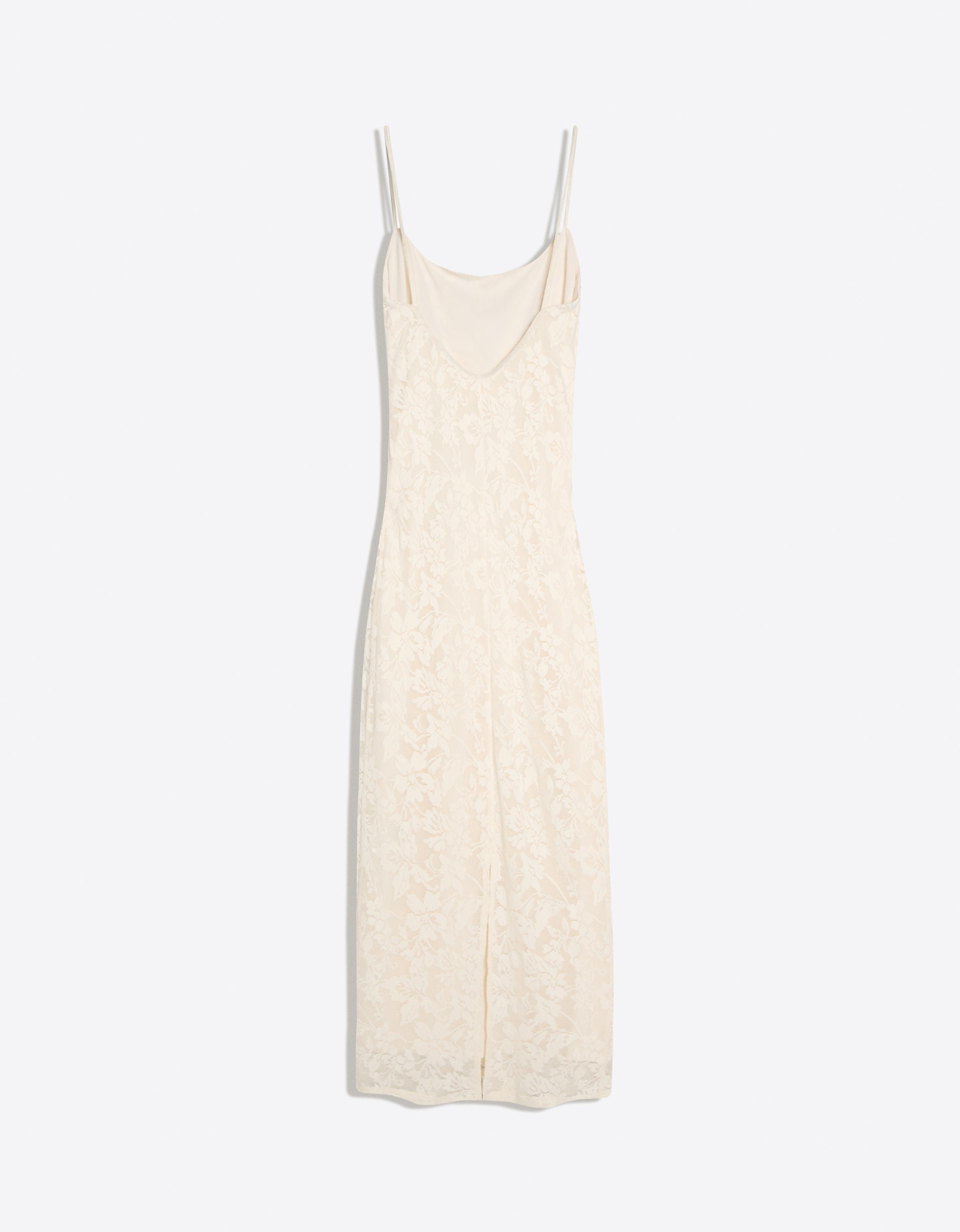 Rustic strappy midi dress — Cream