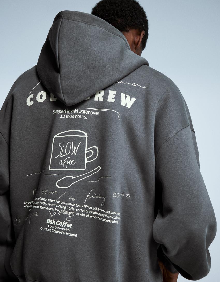 Moletom com capuz estampado-Cinzento-escuro