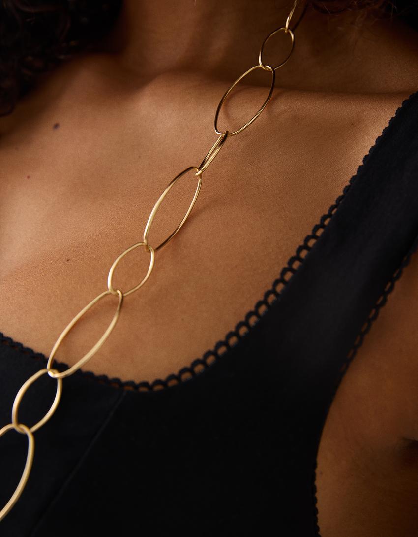 Chain link choker necklace-Gold-3