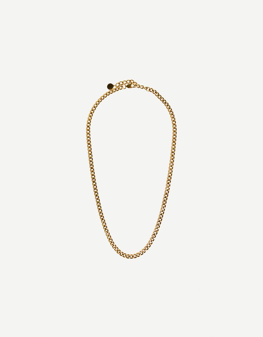 Collar cadena eslabones acero inoxidable-Oro-2