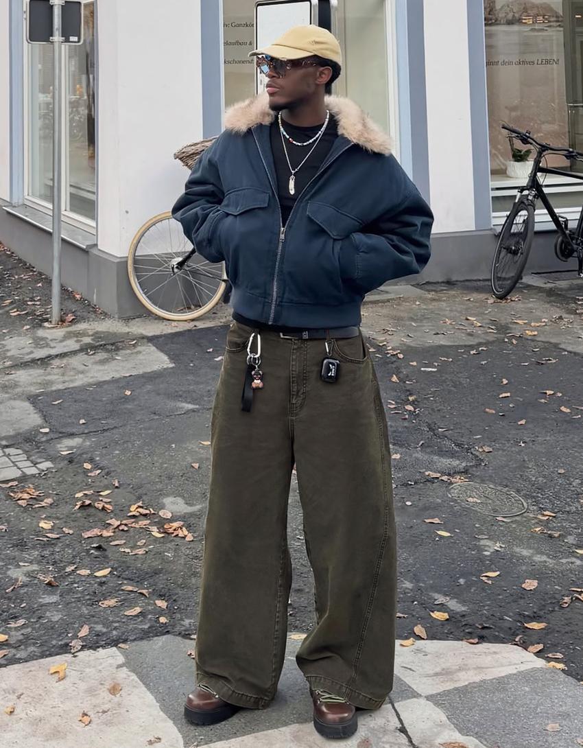 Gewachste Megabaggy-Hose-Khaki