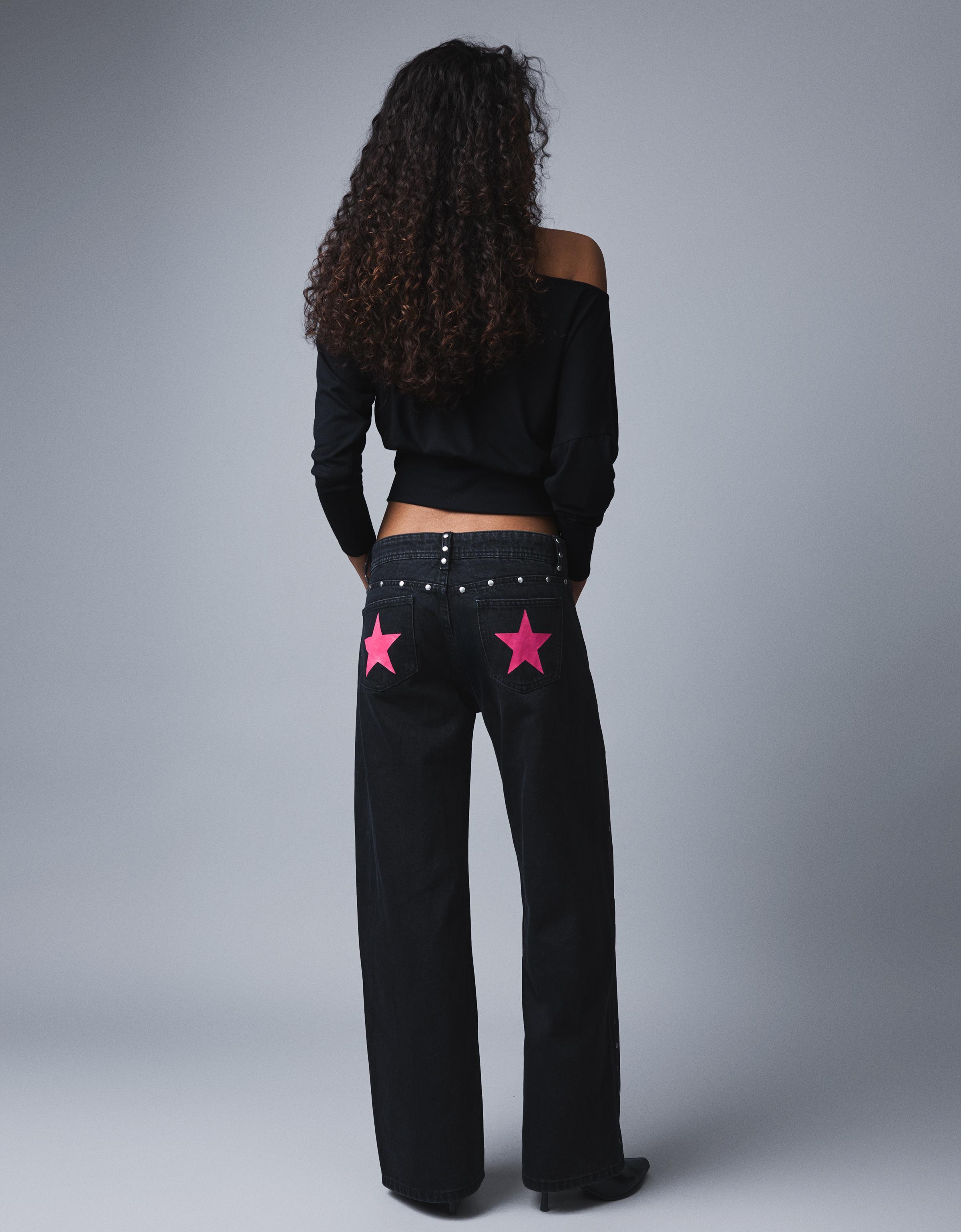 Yıldız zımba detaylı baggy fit jean - Görsel 16