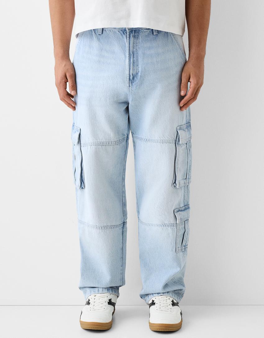 Jeans cargo baggy-Azul claro-1