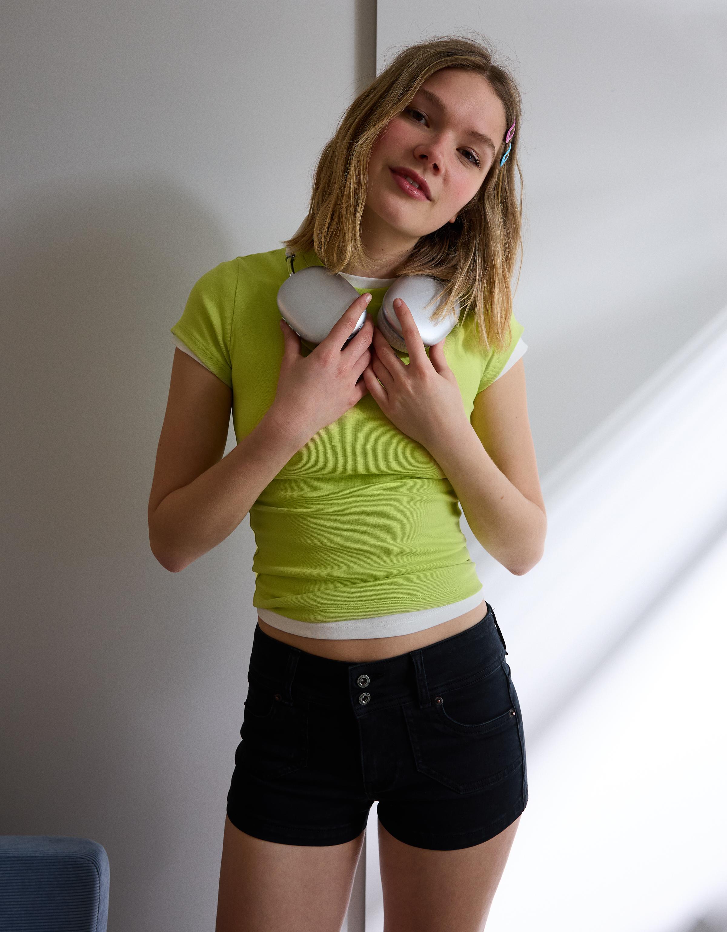 İşlemeli mini denim şort - Görsel 53