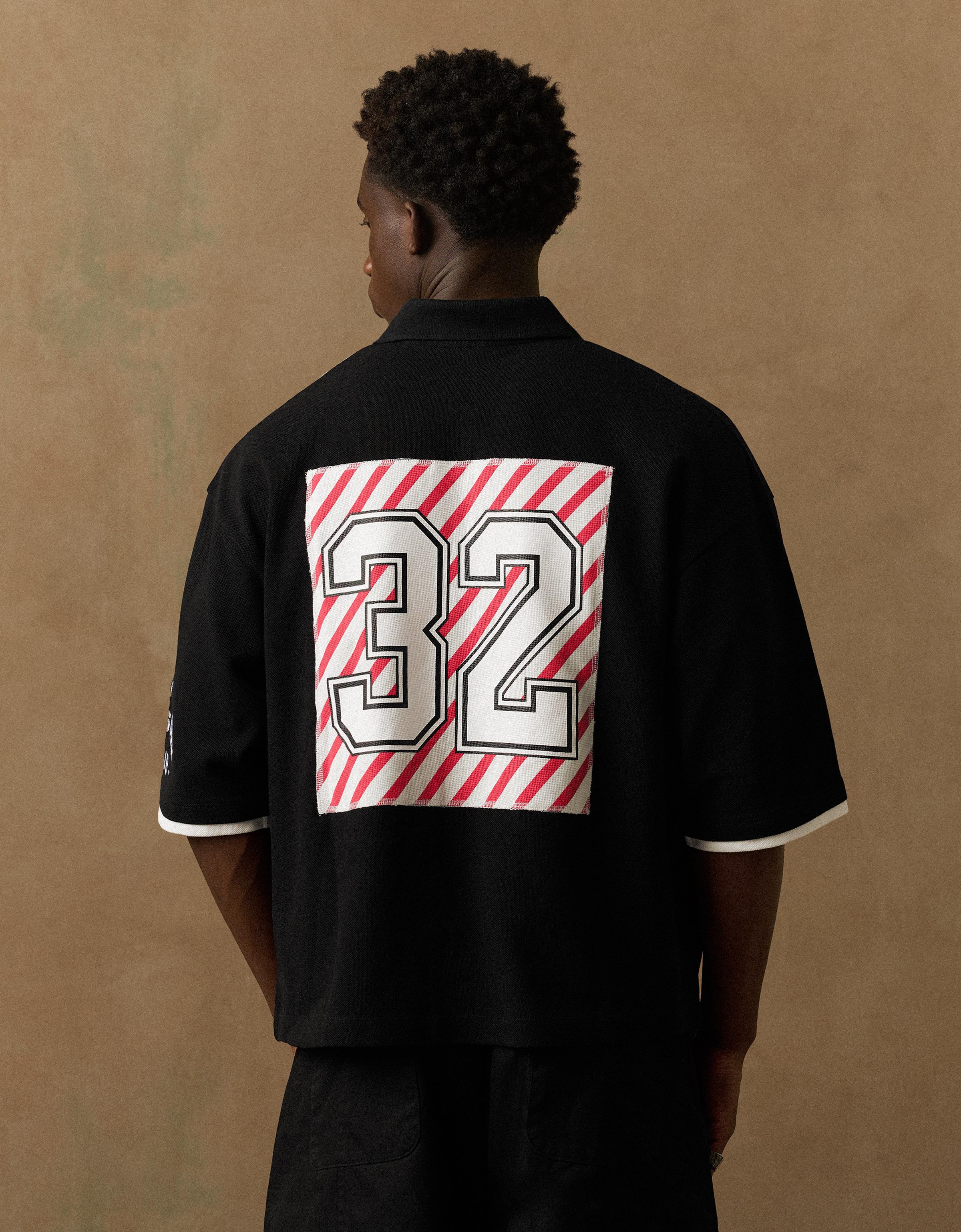 Short sleeve print polo shirt — Black