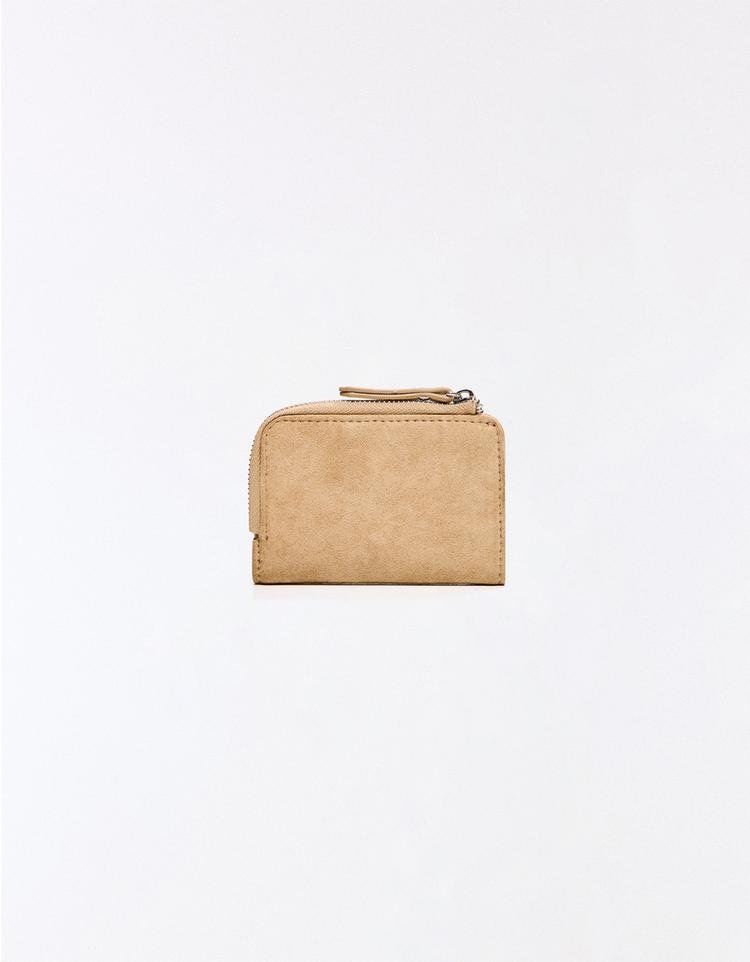 Faux suede studded purse — Camel