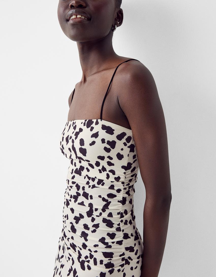 Robe midi imprimé animal-Beige-5