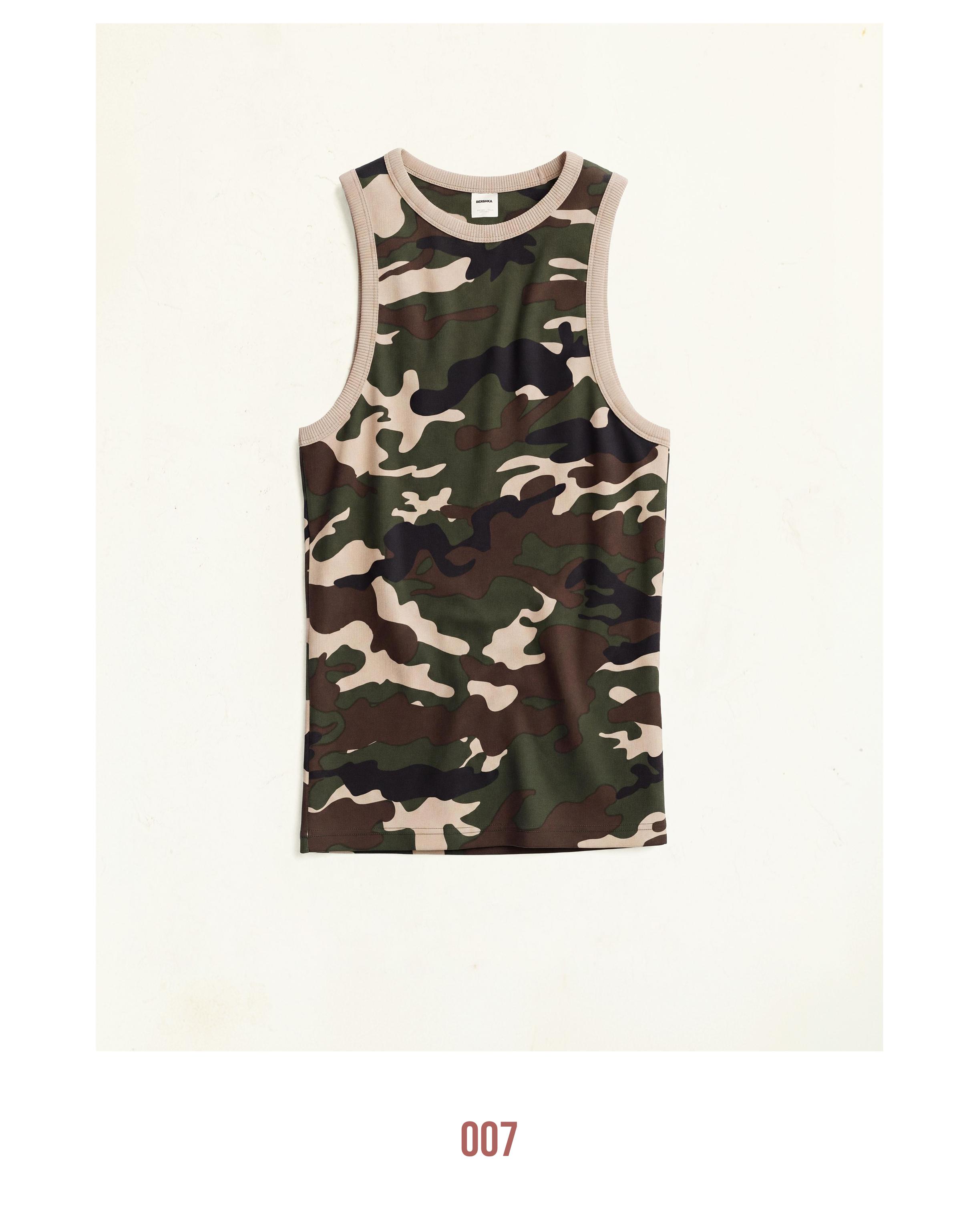 Worker waffle-knit print T-shirt — Khaki