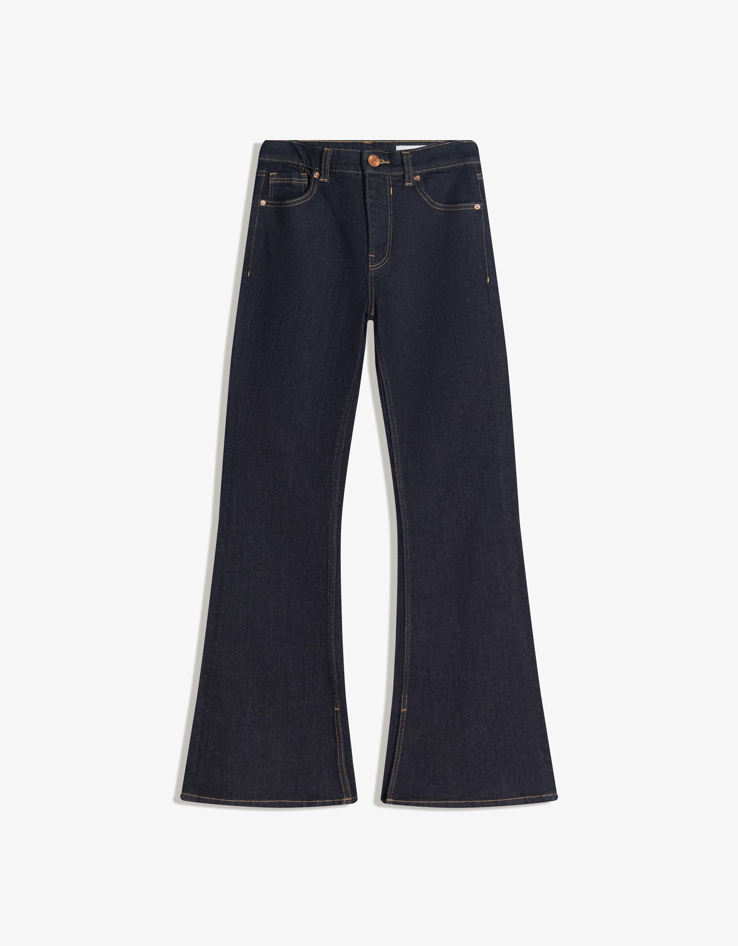 Yüksek bel yırtmaçlı flare fit jean - Görsel 19