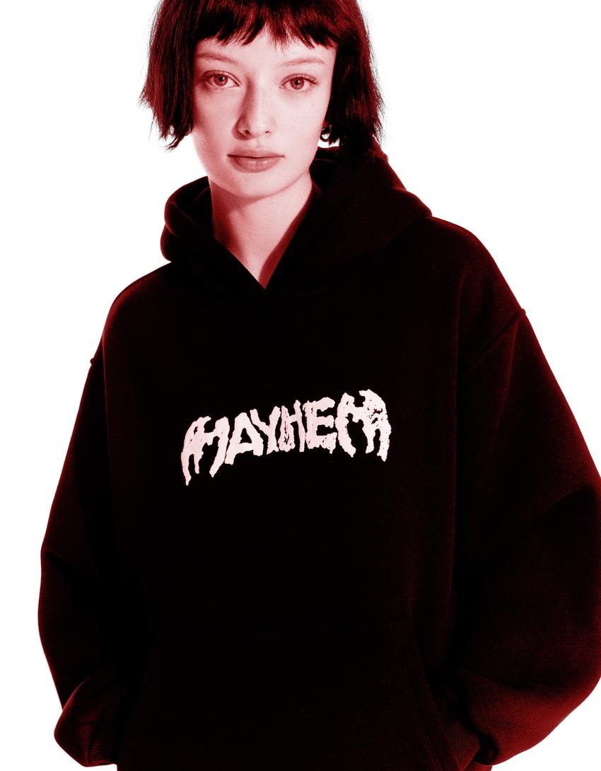 Sudadera Lady Gaga capucha print-Negro