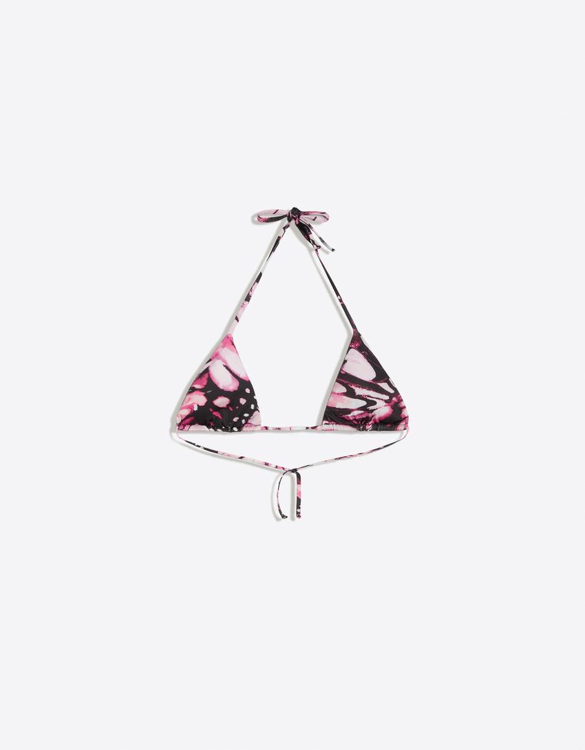 Bikini triangle imprimé-Fuchsia