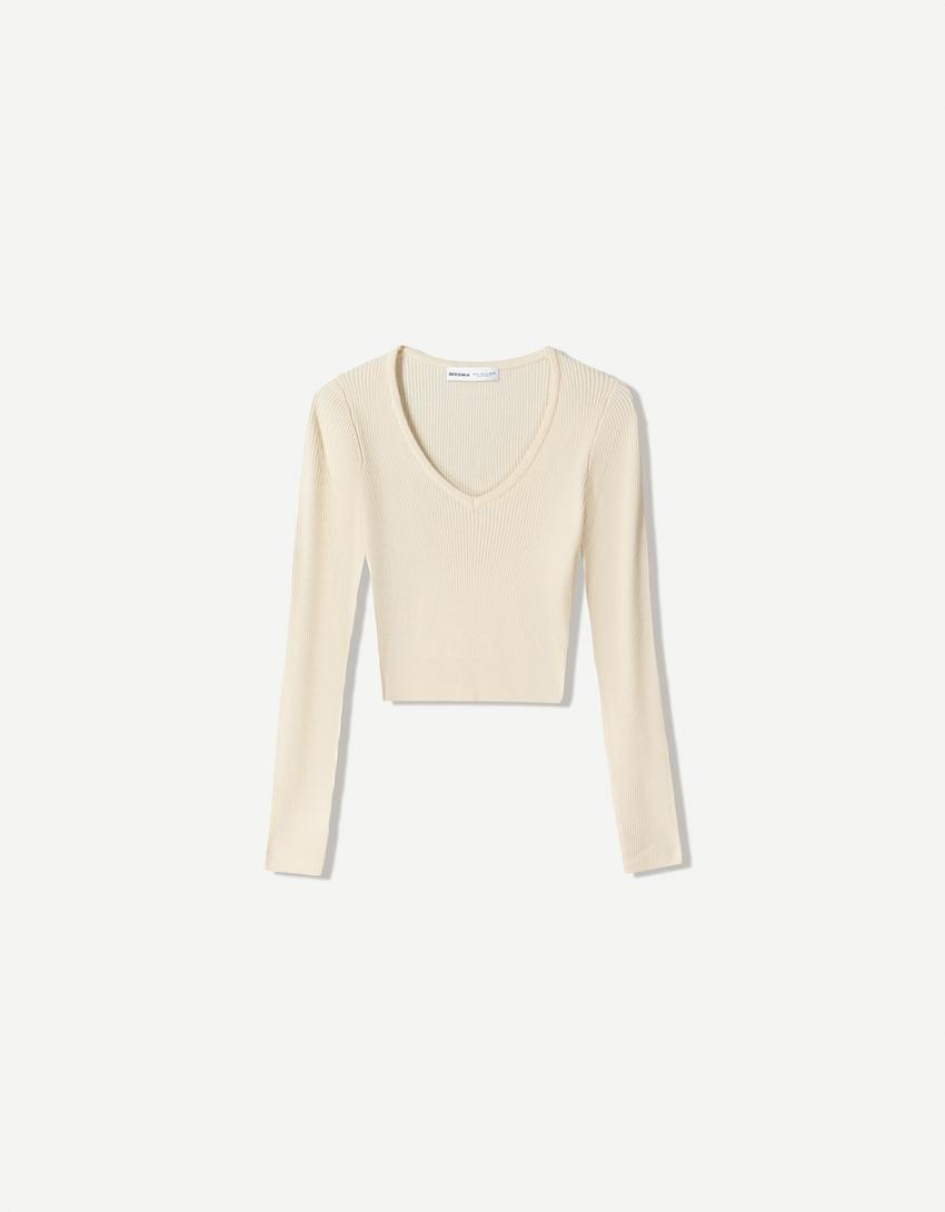 Jersey cuello pico-Crudo-3