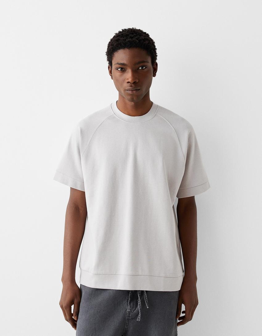 T-shirt manches courtes boxy fit interlock-Gris-0