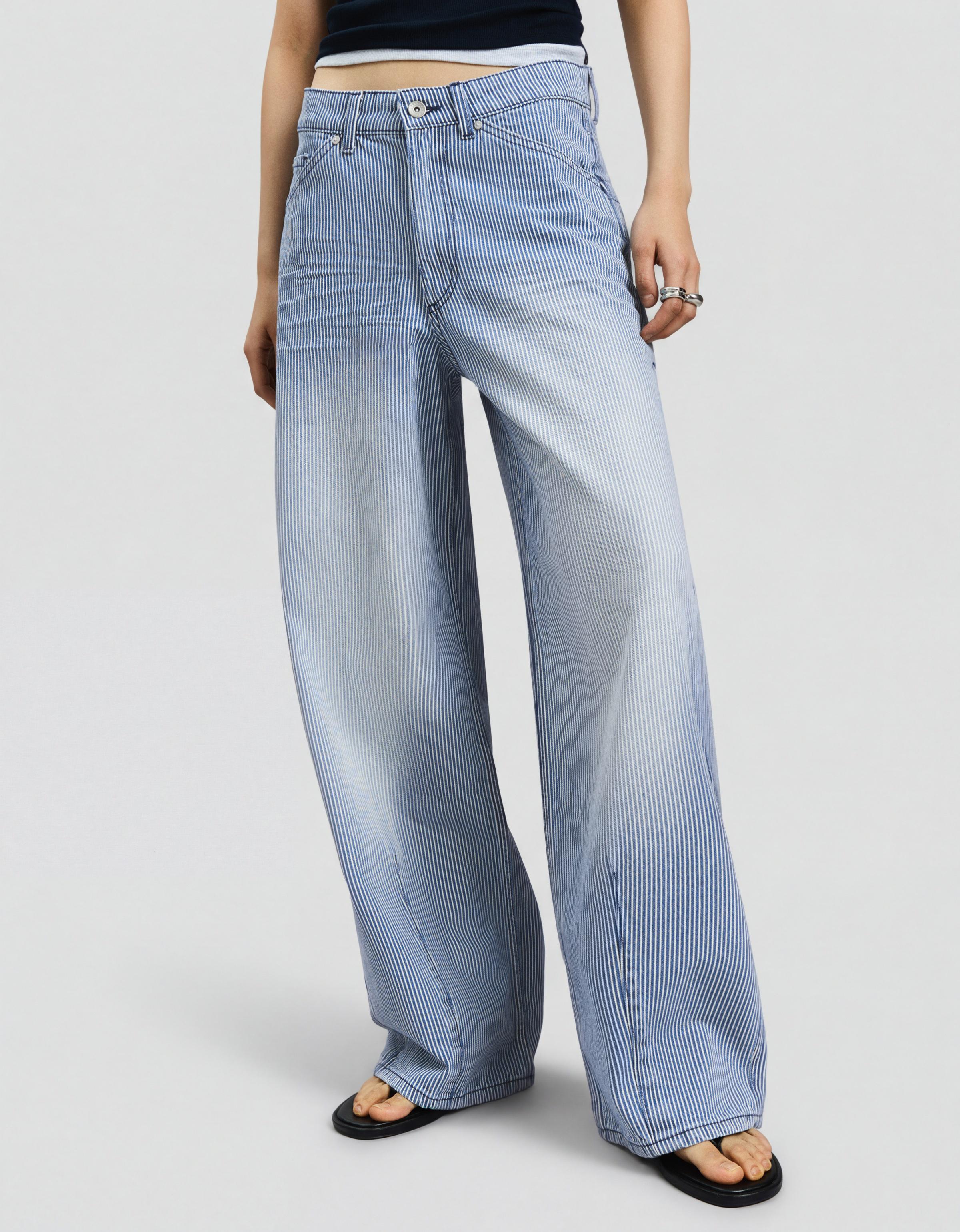 Düşük bel çizgili süper geniş paça jean - Görsel 31