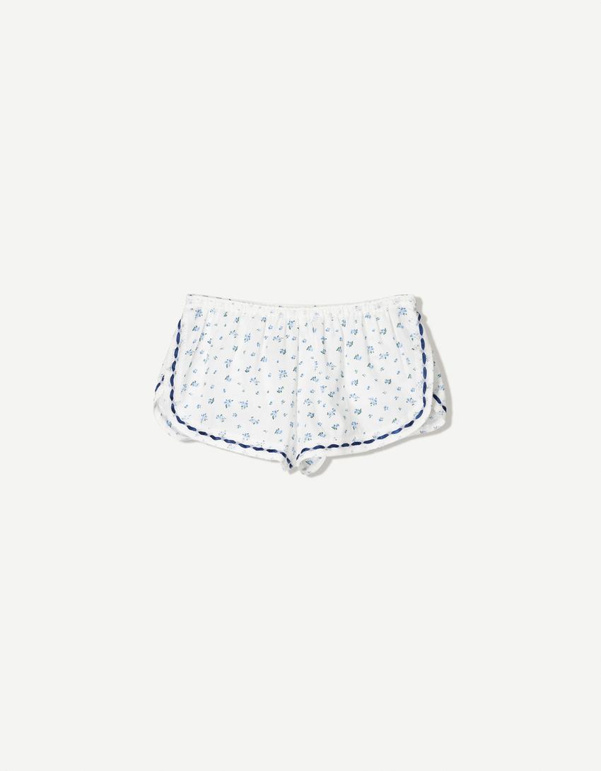 Short entredos print-Blanco
