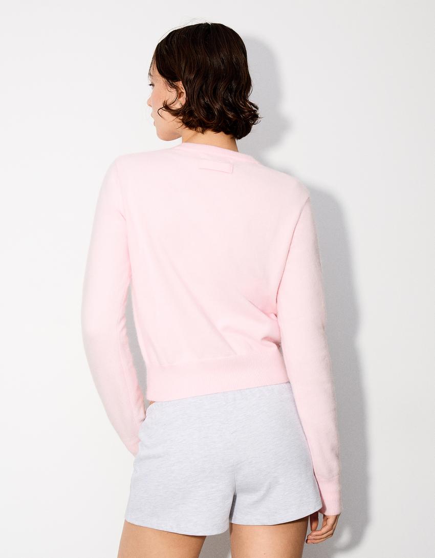 Maglia a collo rotondo-Rosa