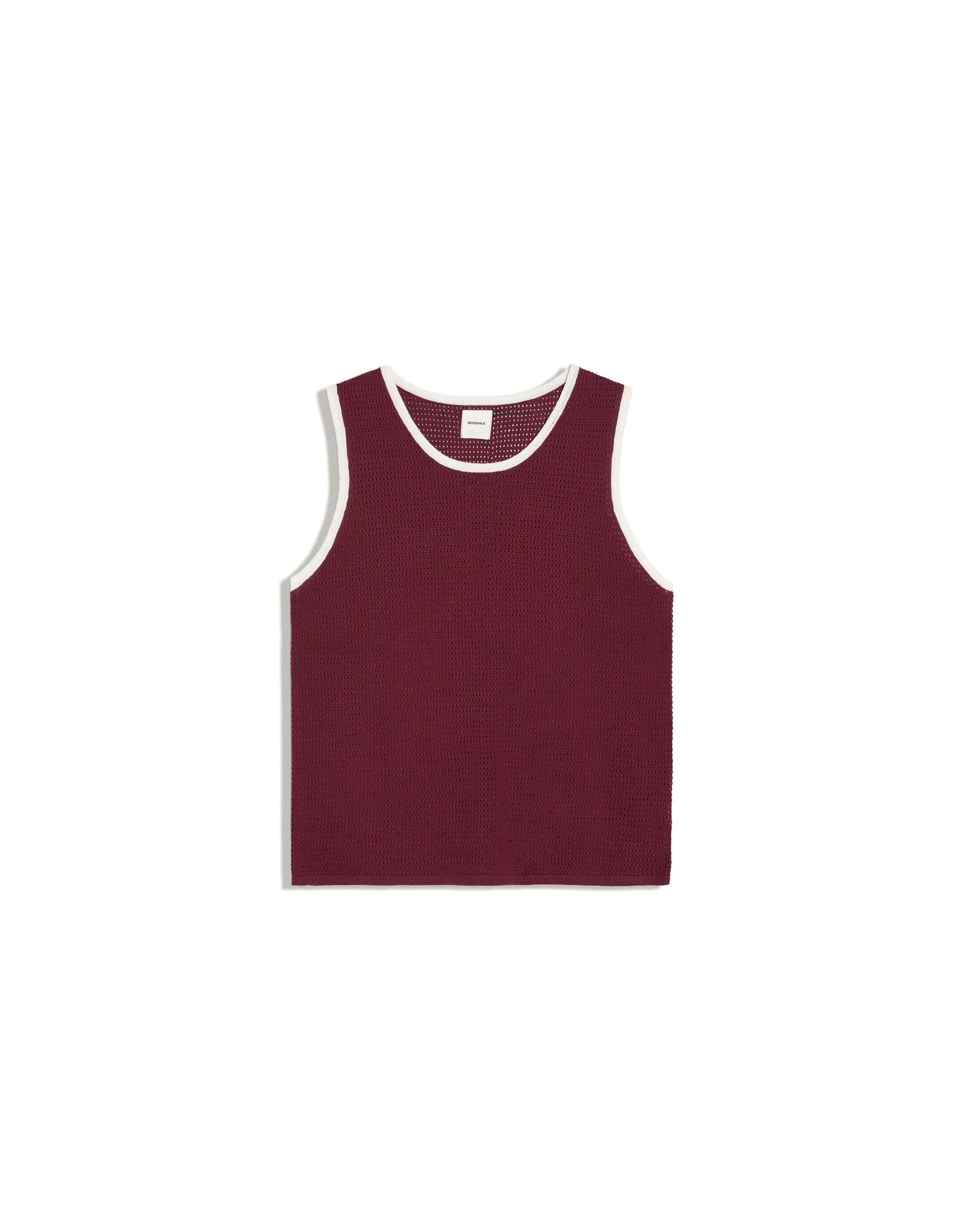 Contrast mesh vest top — Maroon