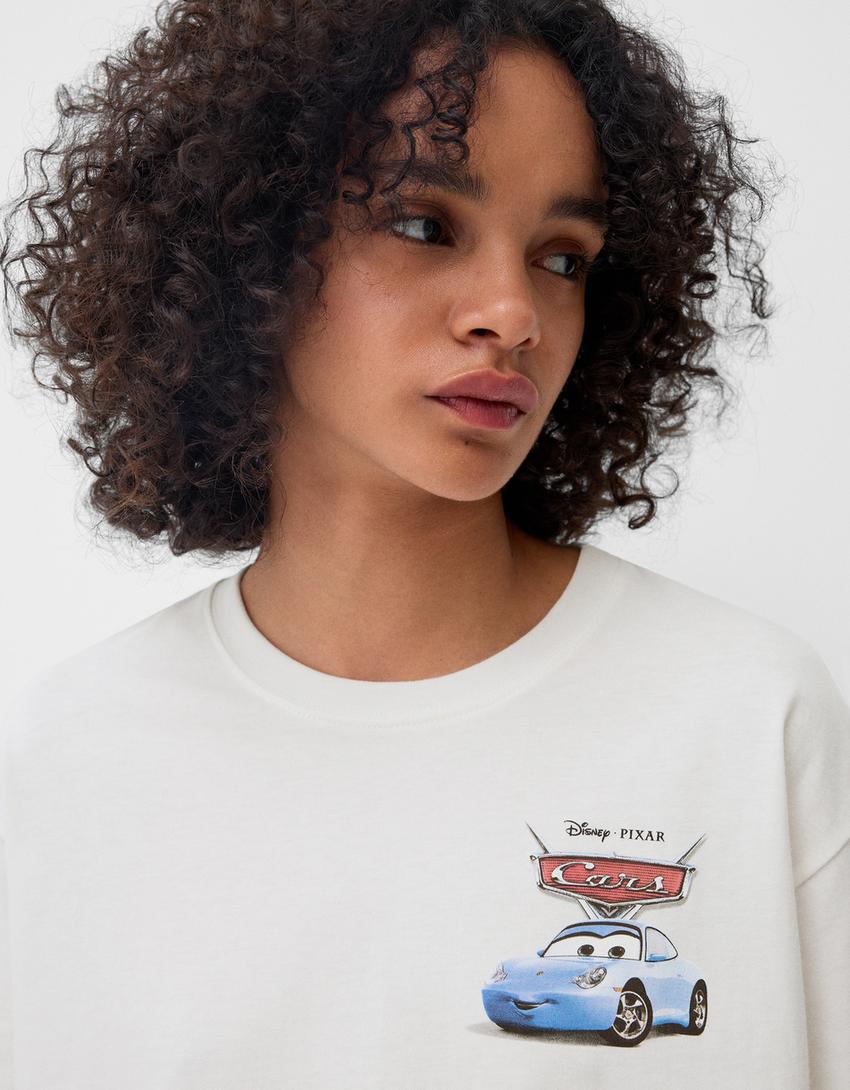 تيشرت بطبعة سيارات وأكمام قصيرة-أبيض-6