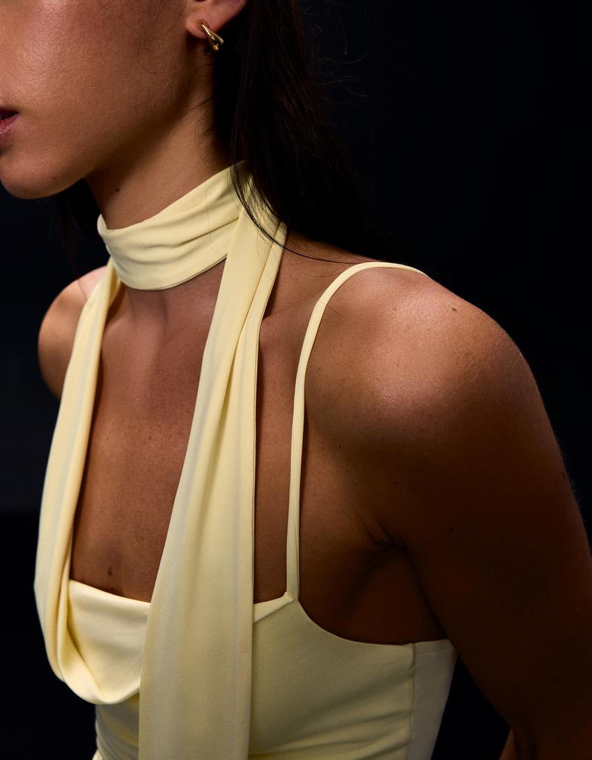 Asymmetric scarf top-Yellow