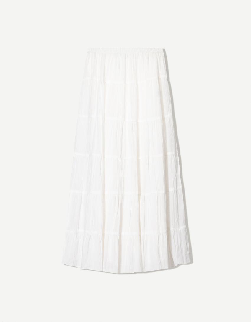 Falda maxi boho-Blanco roto
