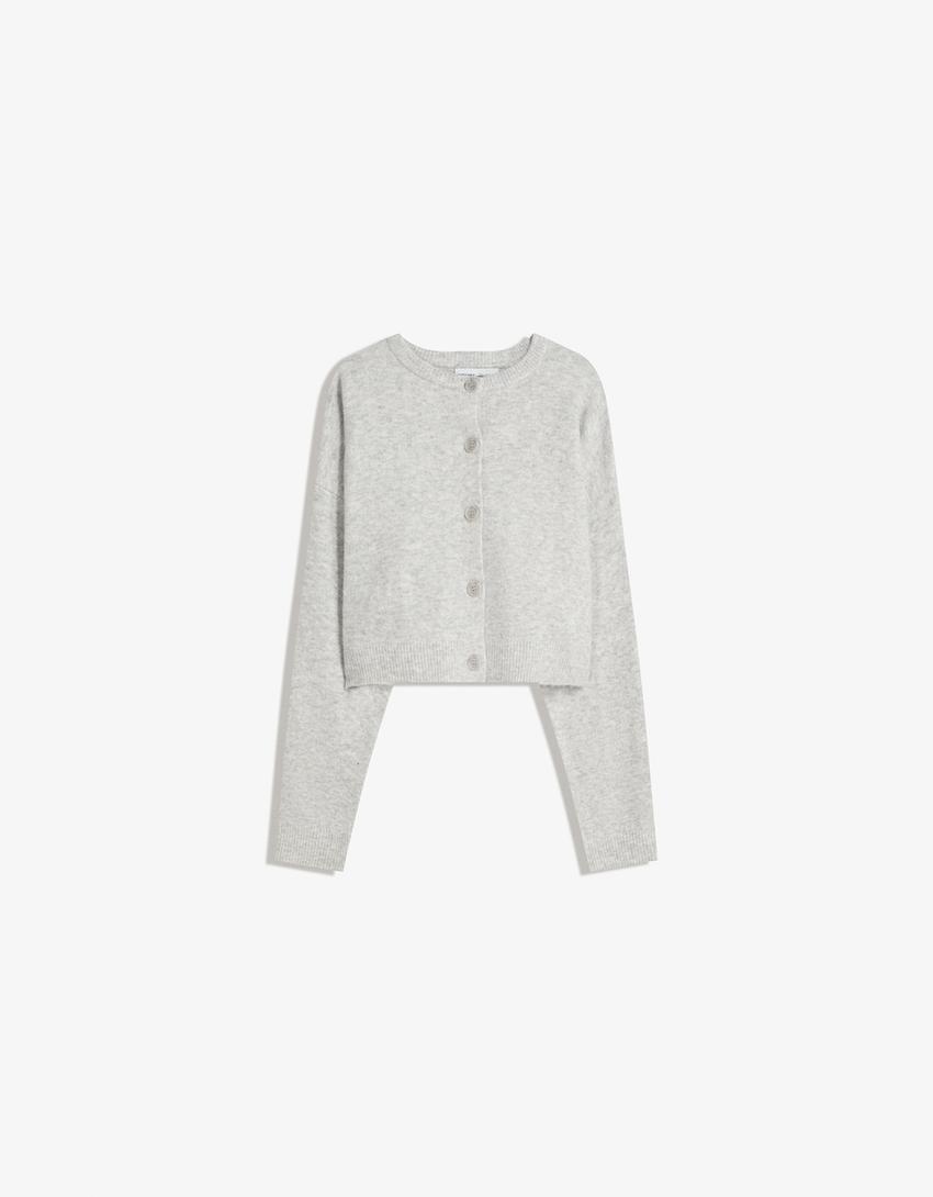 Cárdigan botones soft touch-Gris