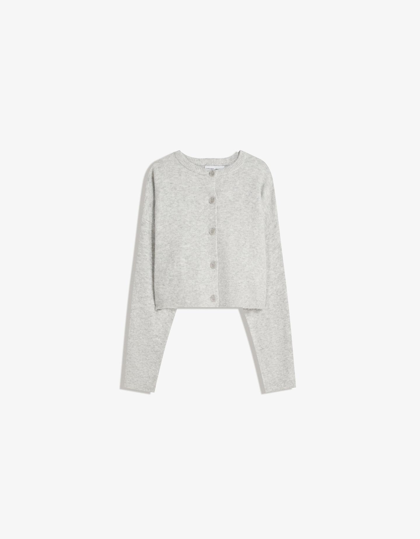 Bershka Chaqueta Botones Soft Touch Mujer M Gris