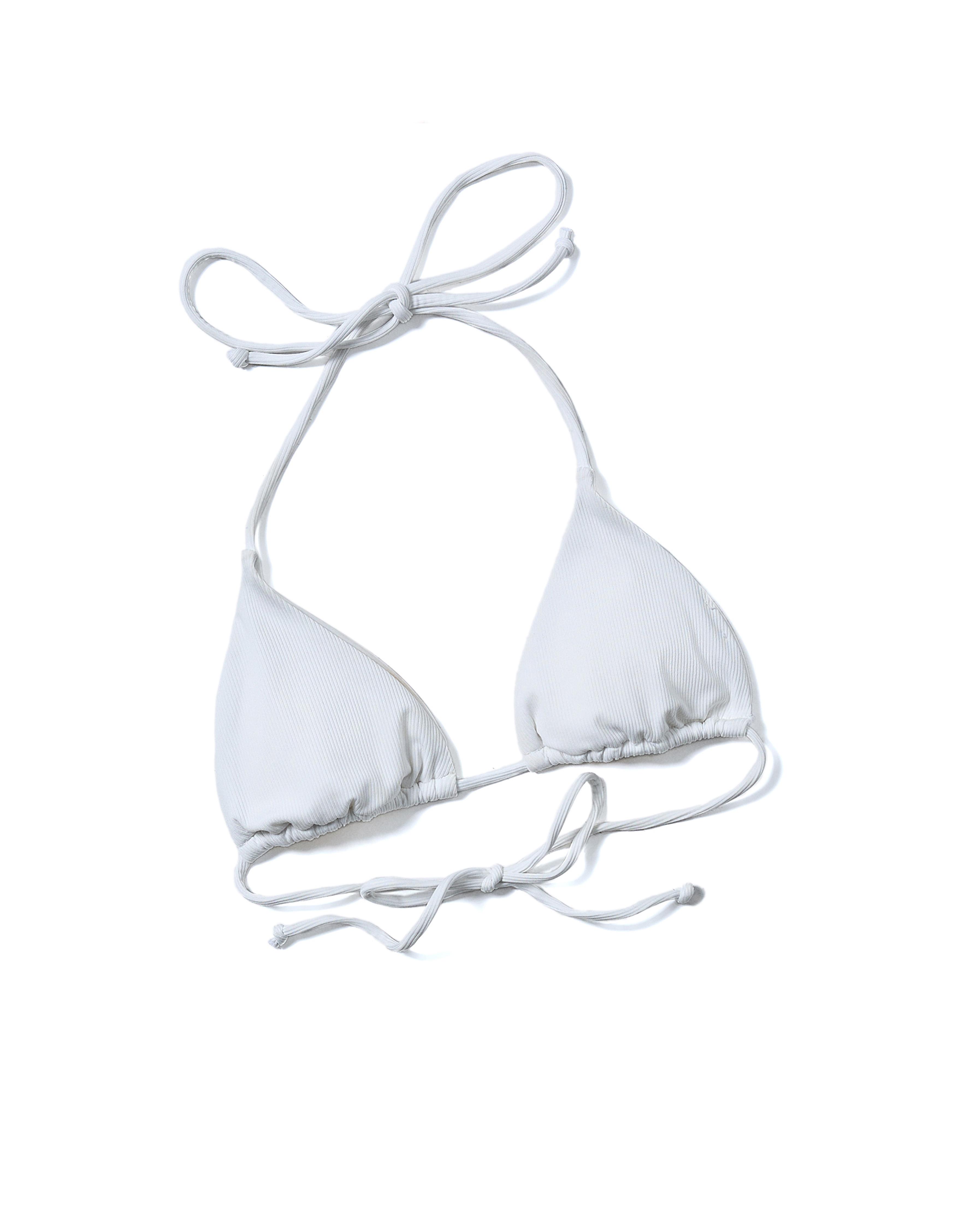 Bershka Geripptes Bikinioberteil Damen L Weiss
