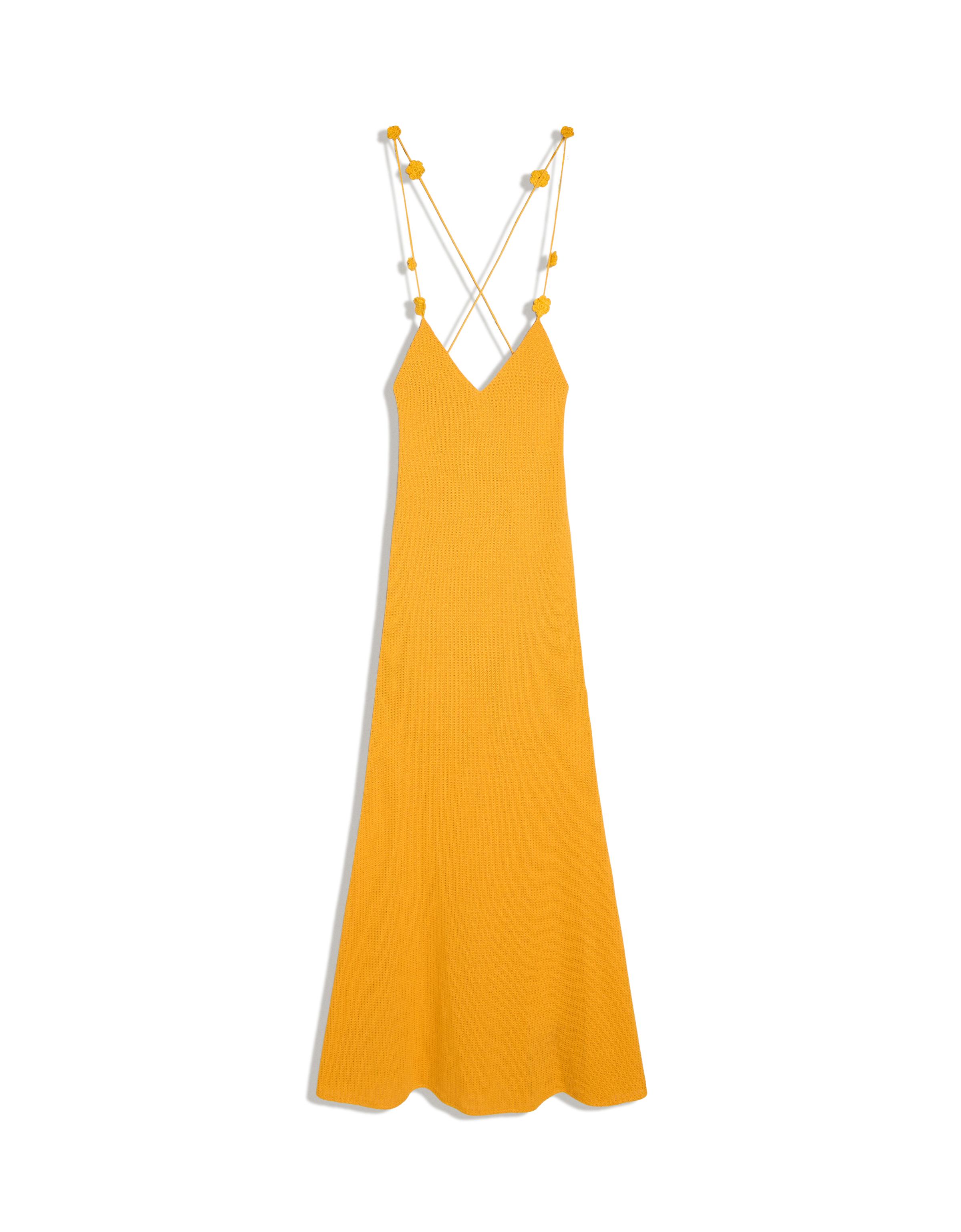 Rustic crochet midi dress — Yellow