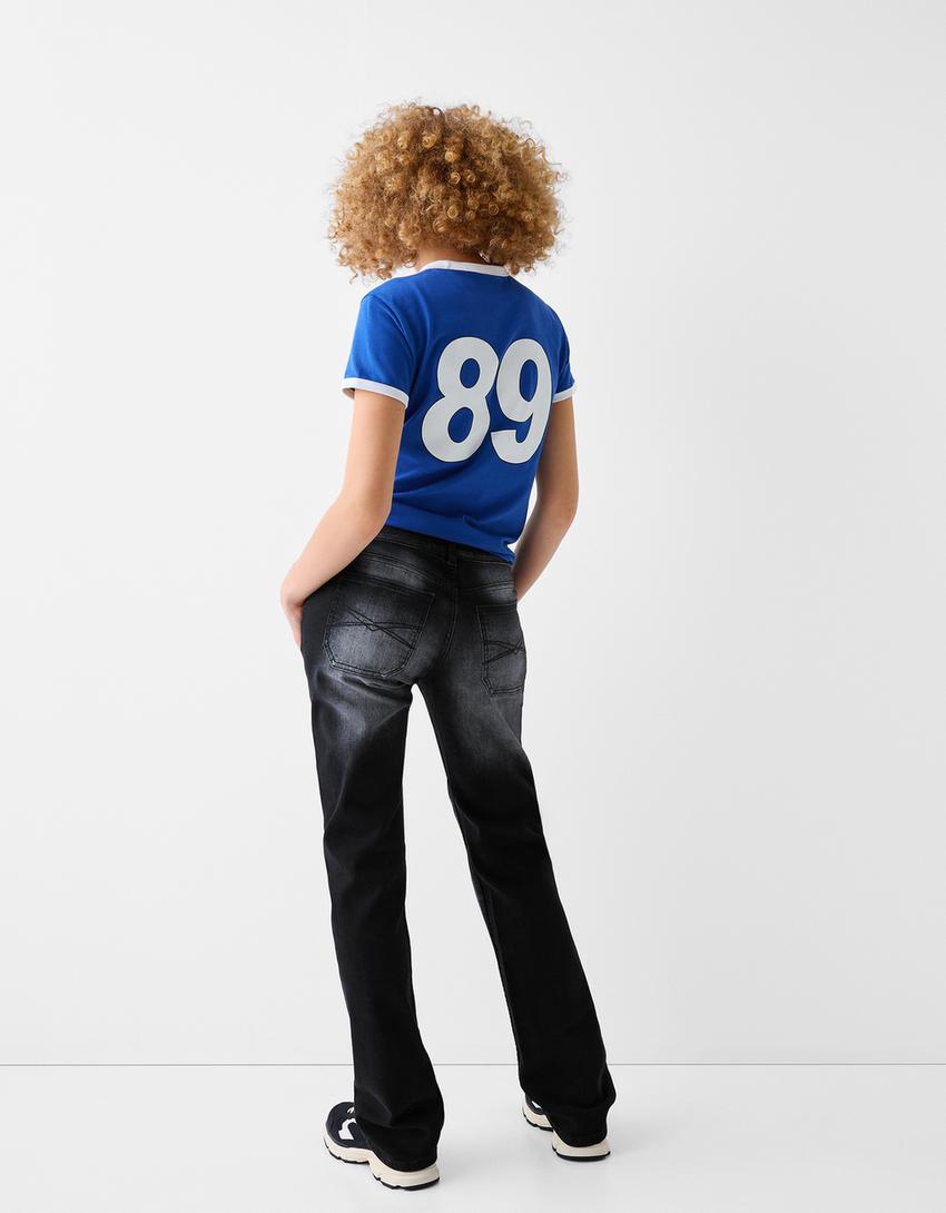 Düşük bel straight fit jean-Siyah-2