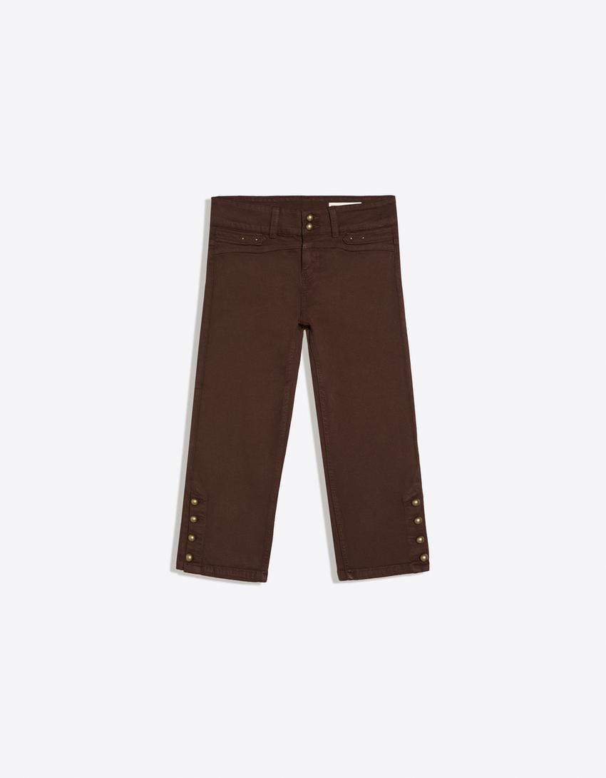 Buttoned capris-Brown
