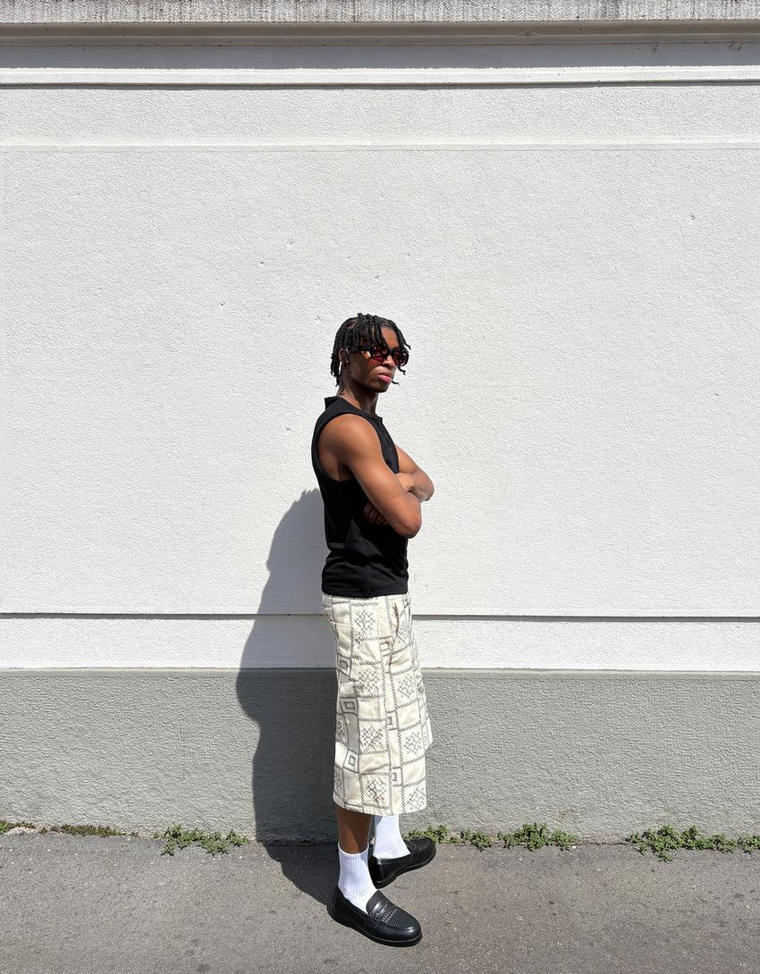 Bermuda baggy fit-Écru-0