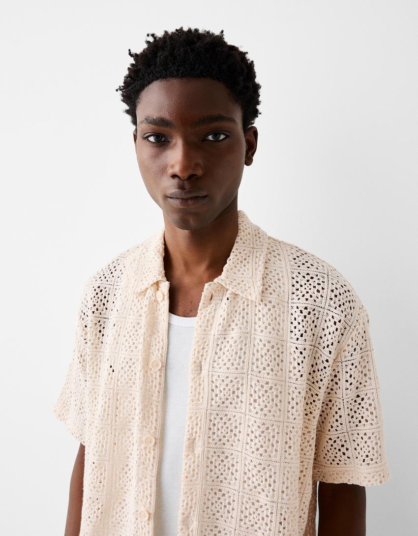 Chemise texturée crochet-Écru-2