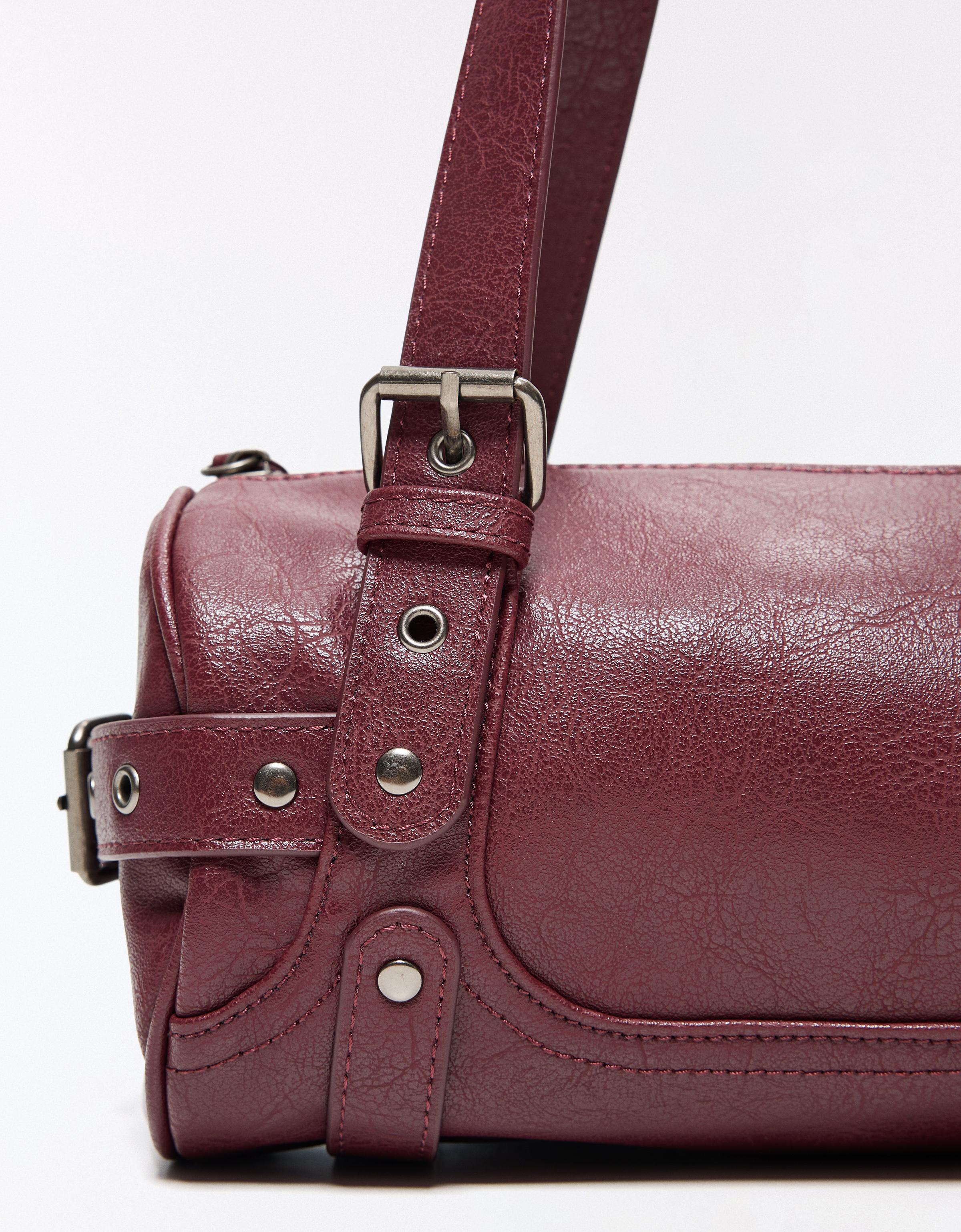 Studded barrel bag — Burgundy