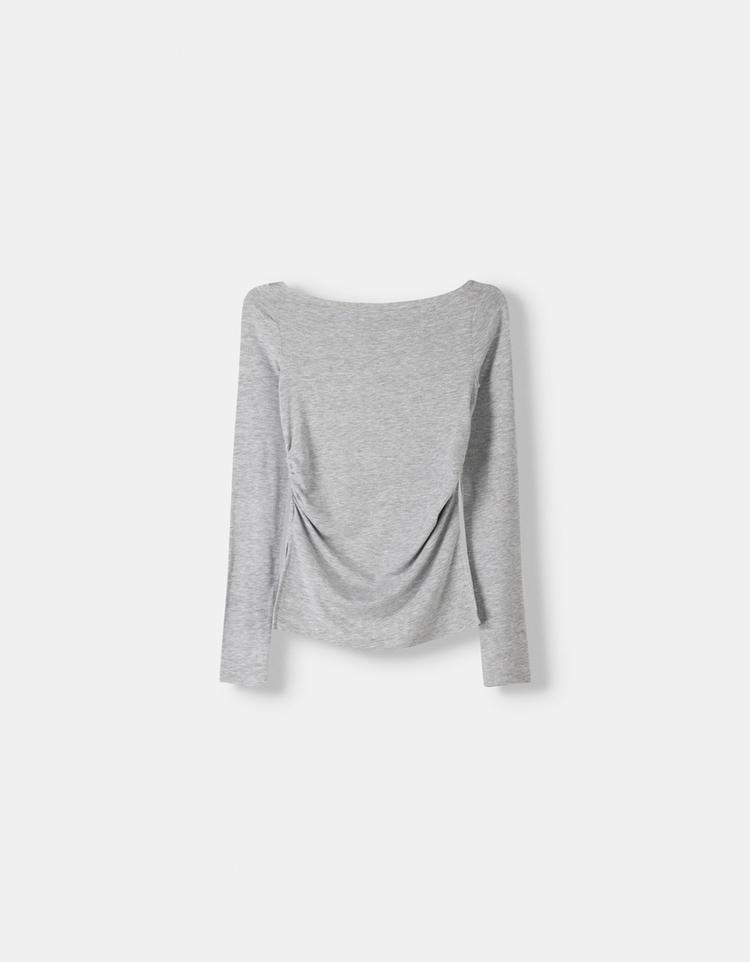 Long sleeve T-shirt with gathered detail