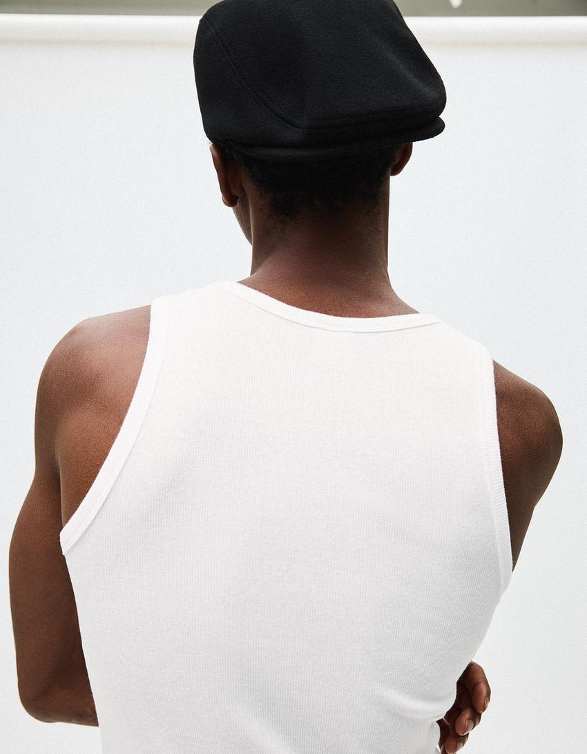 Ribbed vest top-White