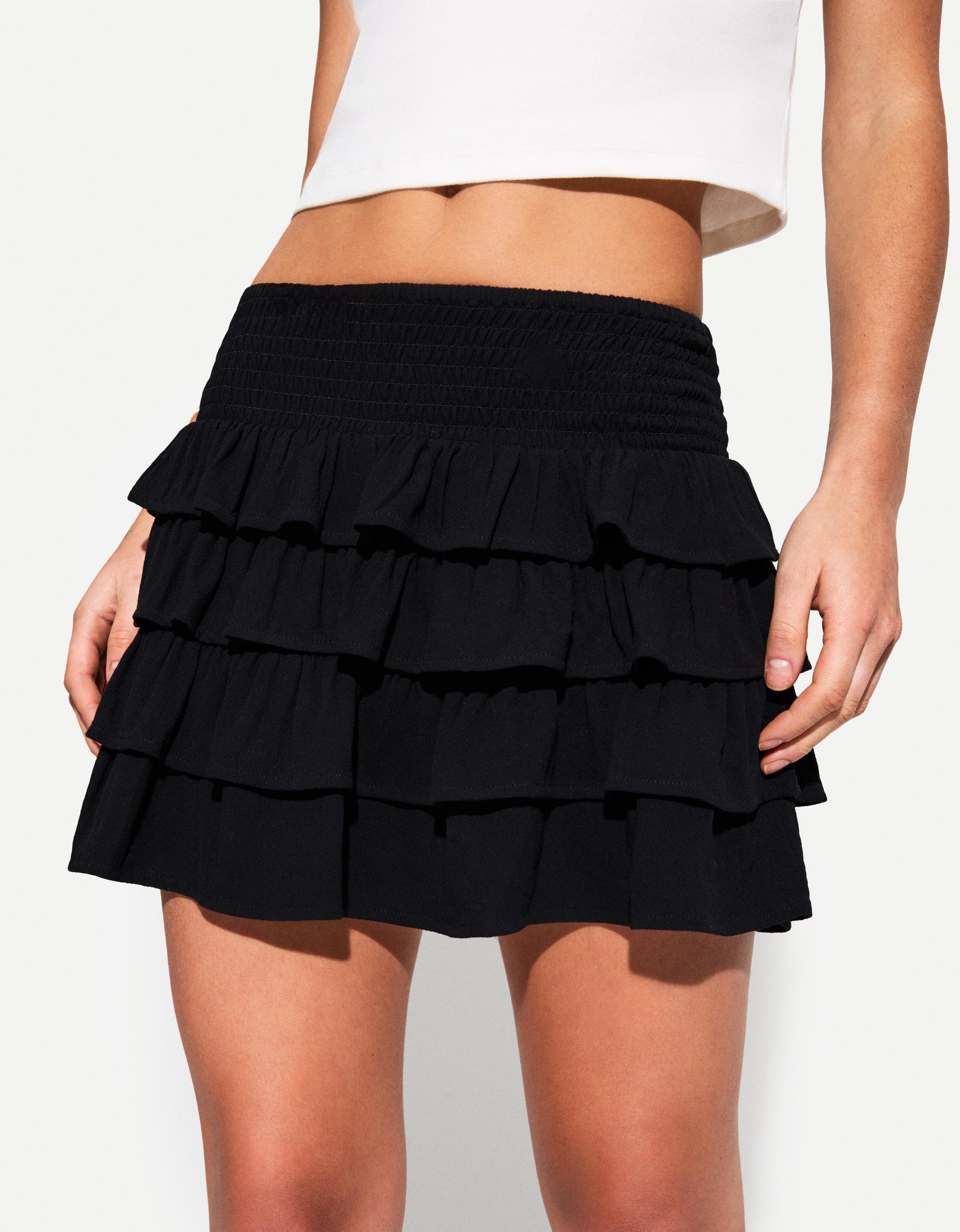 Mini skirt with ruffles - Women | Bershka