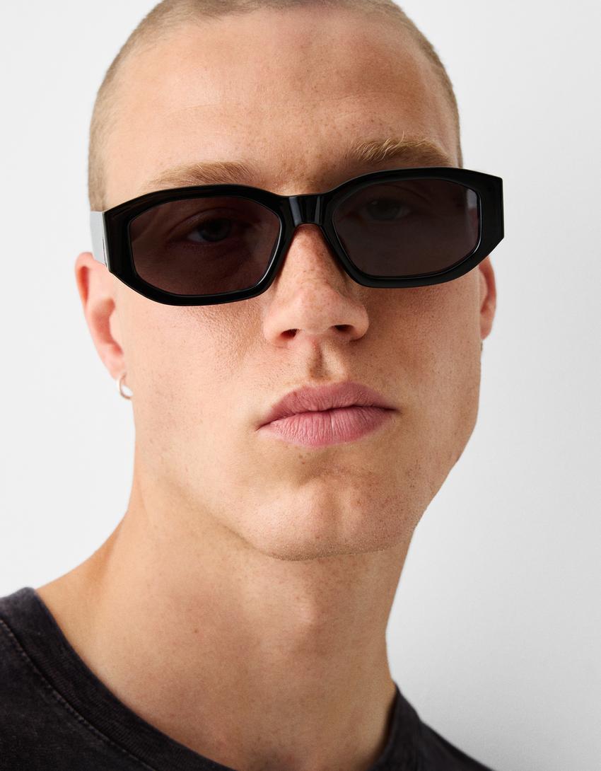 Óculos de sol hexagonais-Preto-3