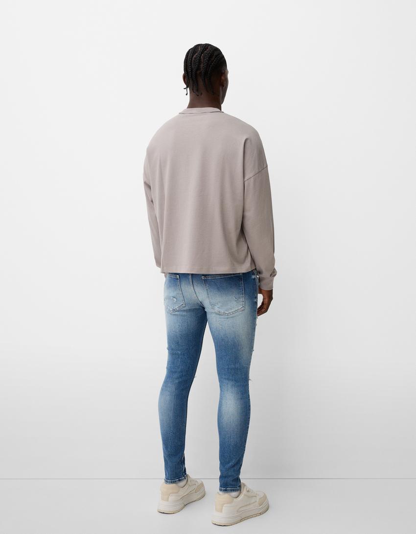 Super Skinny Jeans mit Rissen-Blau