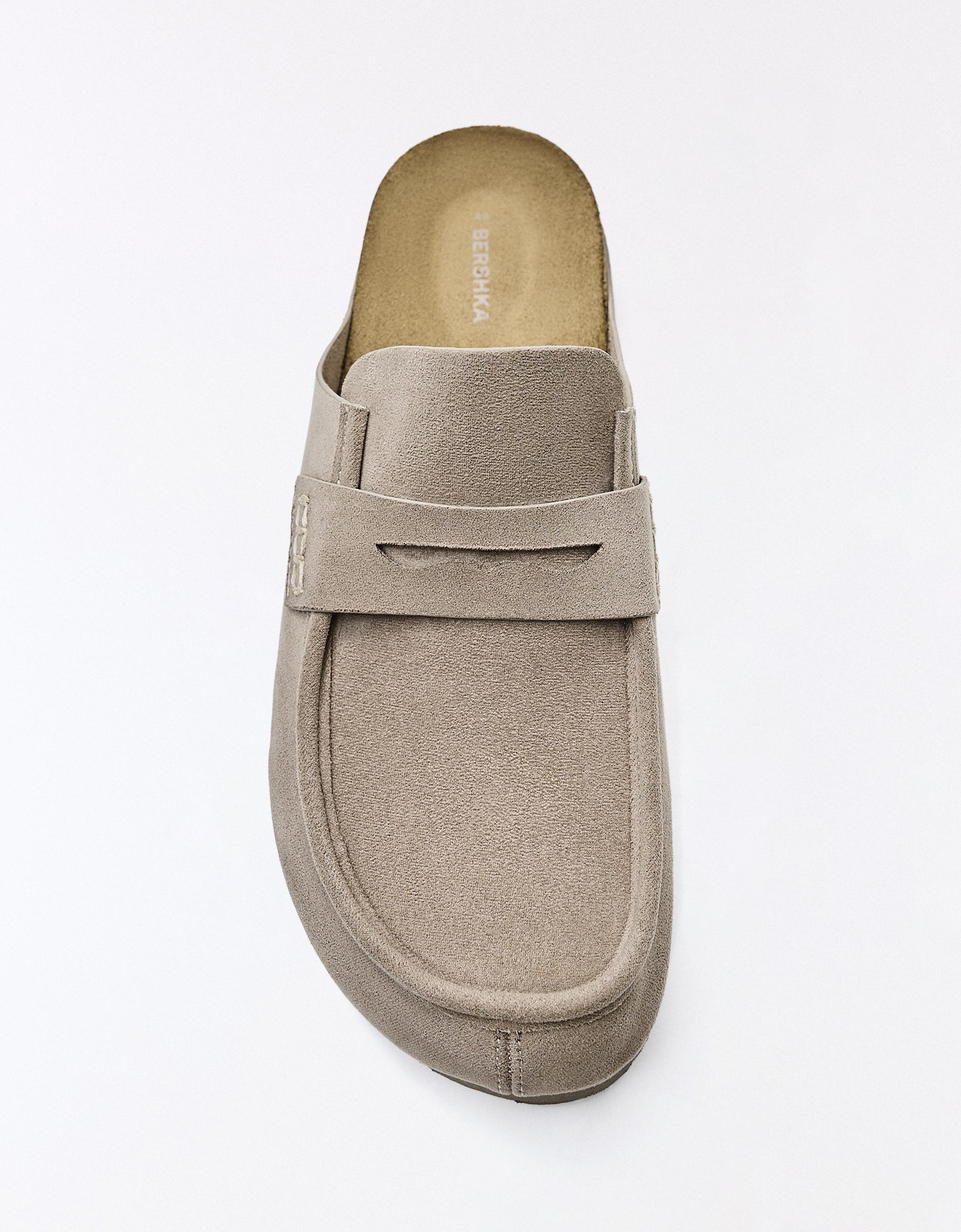 Mule clogs with mask detail — TAUPE