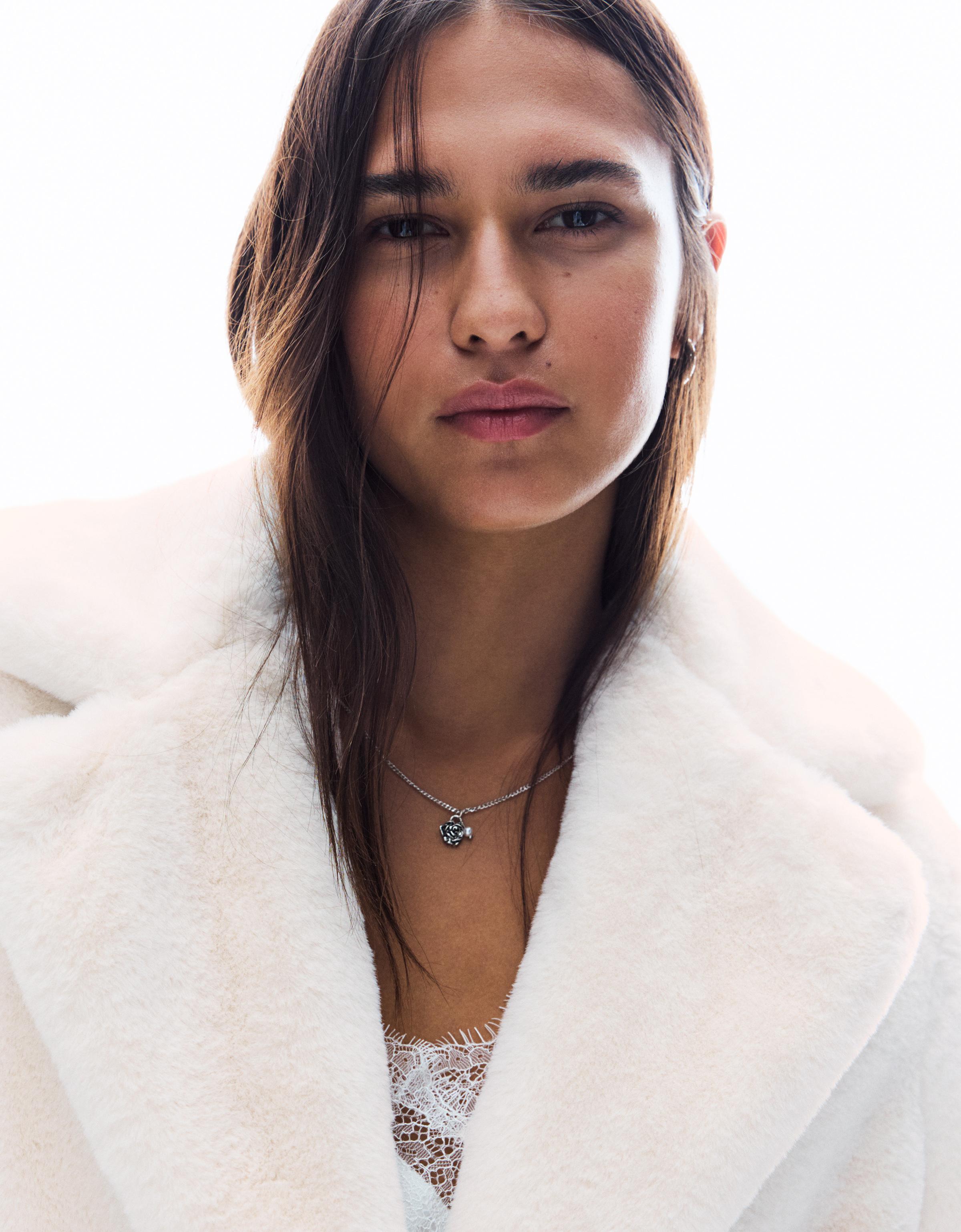 Faux fur coat — Cream