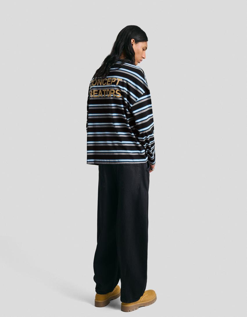 Oversized long sleeve T-shirt-Blue